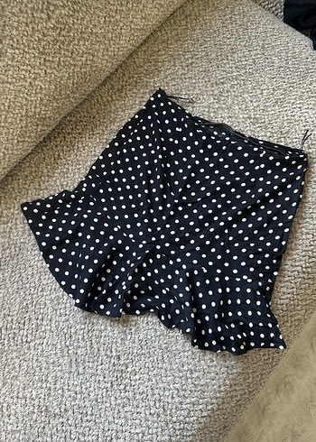 Puantiye Desenli Siyah Mini Etek - Görsel 3