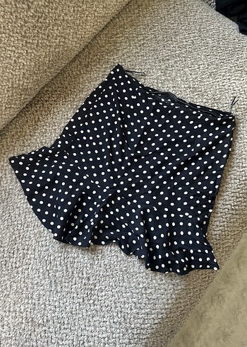 Puantiye Desenli Siyah Mini Etek - Görsel 2