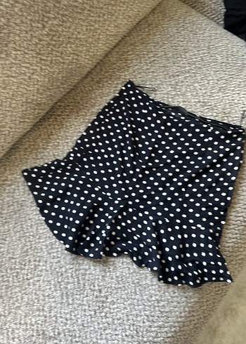 Puantiye Desenli Siyah Mini Etek - Görsel 4