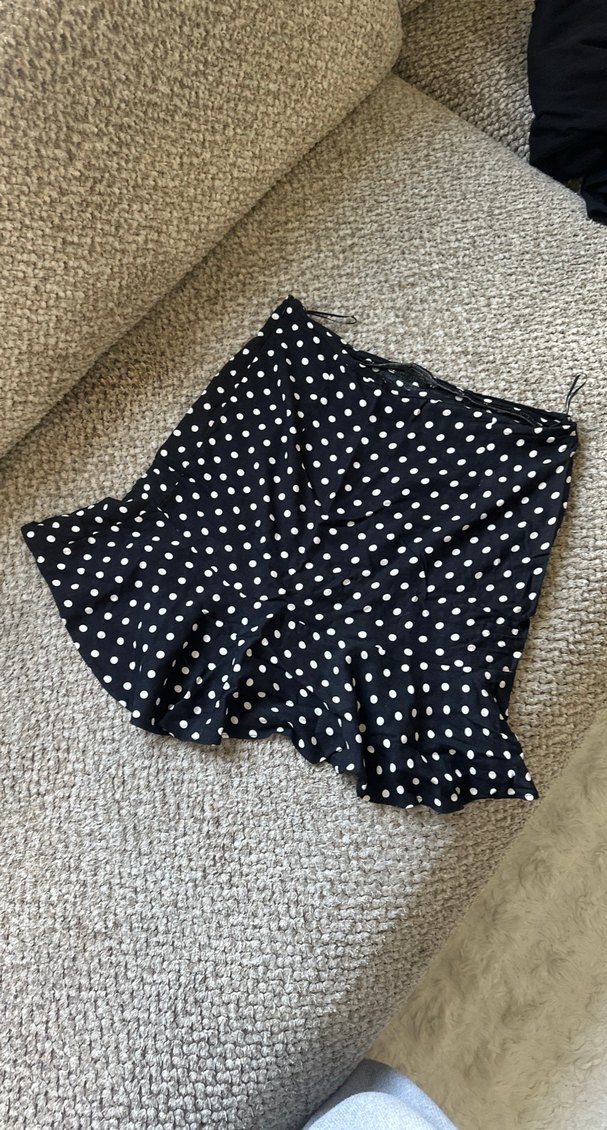 Puantiye Desenli Siyah Mini Etek - Görsel 2