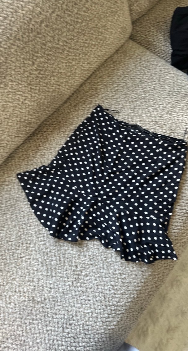 Puantiye Desenli Siyah Mini Etek - Görsel 4