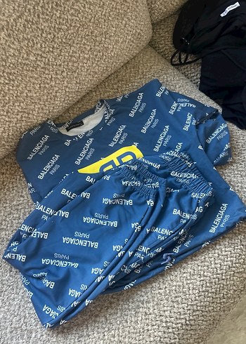 Renkli Baskılı Mavi Erkek Kısa Kollu Pijama Takımı - Görsel 3