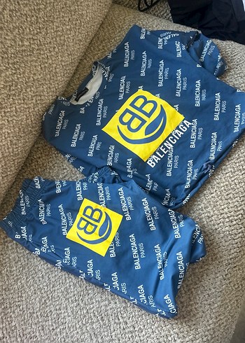 Renkli Baskılı Mavi Erkek Kısa Kollu Pijama Takımı - Görsel 2