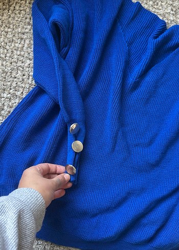 Kadın Mavi Triko Boğazlı Kazak - Görsel 2