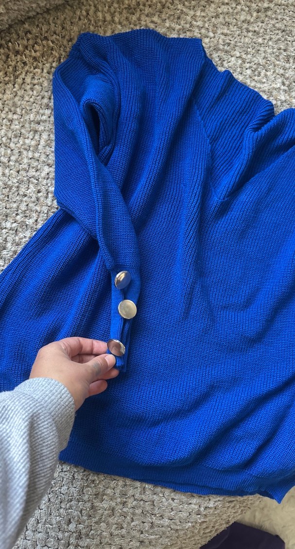 Kadın Mavi Triko Boğazlı Kazak - Görsel 2