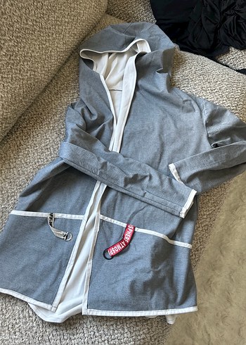 Gri Kapüşonlu Midi Hamile Ceket - Görsel 4