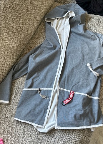 Gri Kapüşonlu Midi Hamile Ceket - Görsel 2