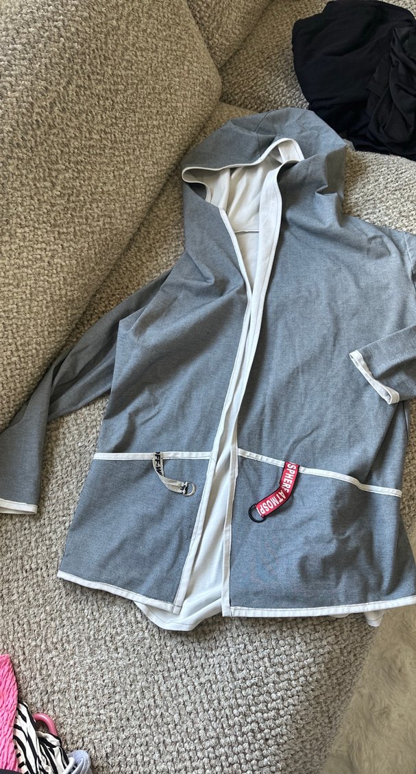 Gri Kapüşonlu Midi Hamile Ceket - Görsel 2