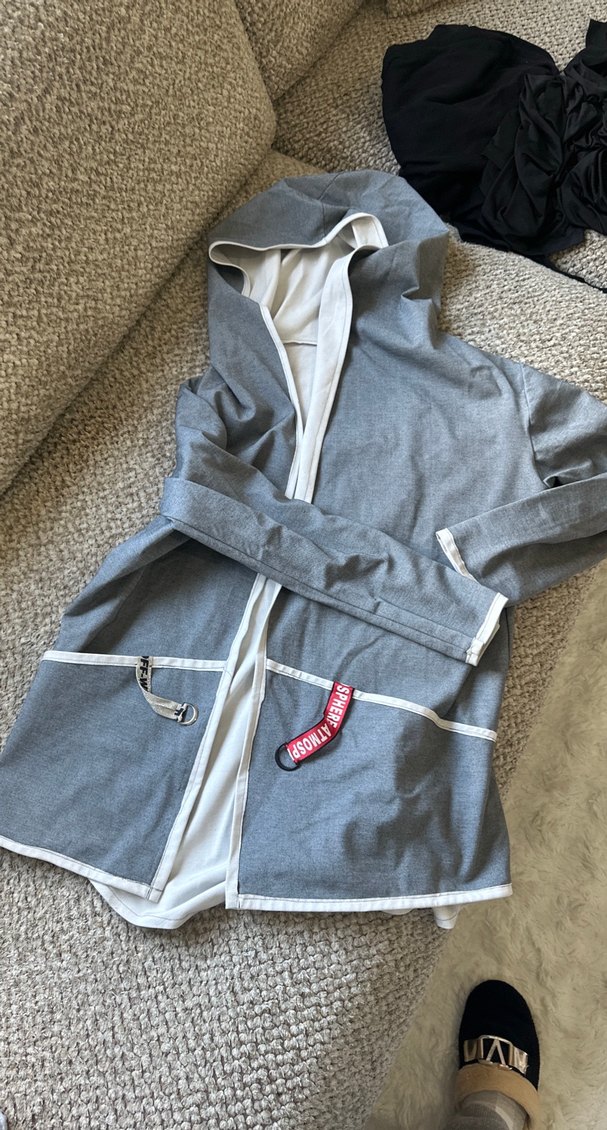 Gri Kapüşonlu Midi Hamile Ceket - Görsel 3