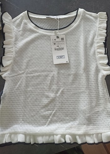 Zara Fırfırlı Kolsuz Beyaz Keten Bluz - Görsel 7