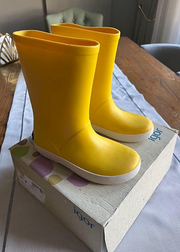 28 Beden Sarı Kız ve Erkek Çocuk Kauçuk Çizme Velcro