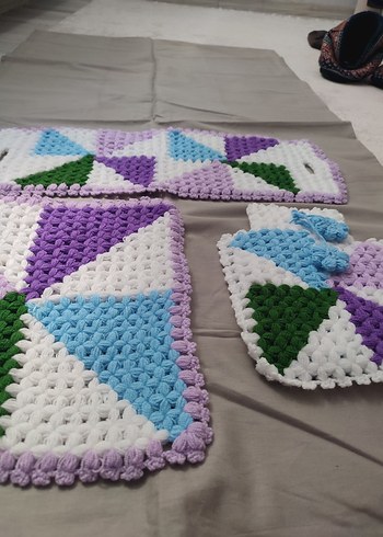 Çok Renkli Örgü Banyo Süngeri Seti - Görsel 5