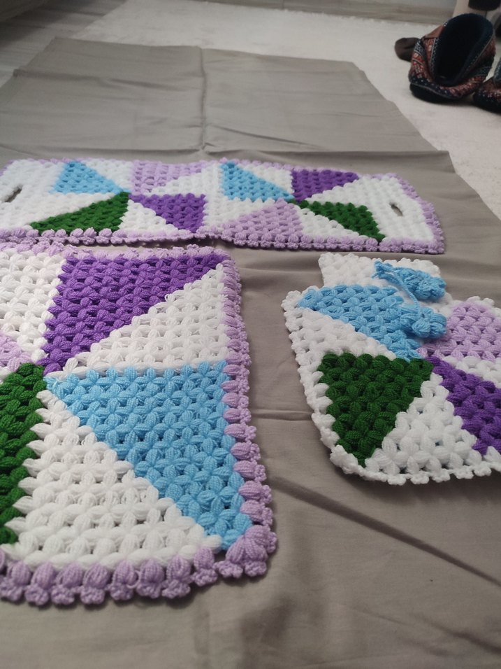 Çok Renkli Örgü Banyo Süngeri Seti - Görsel 5