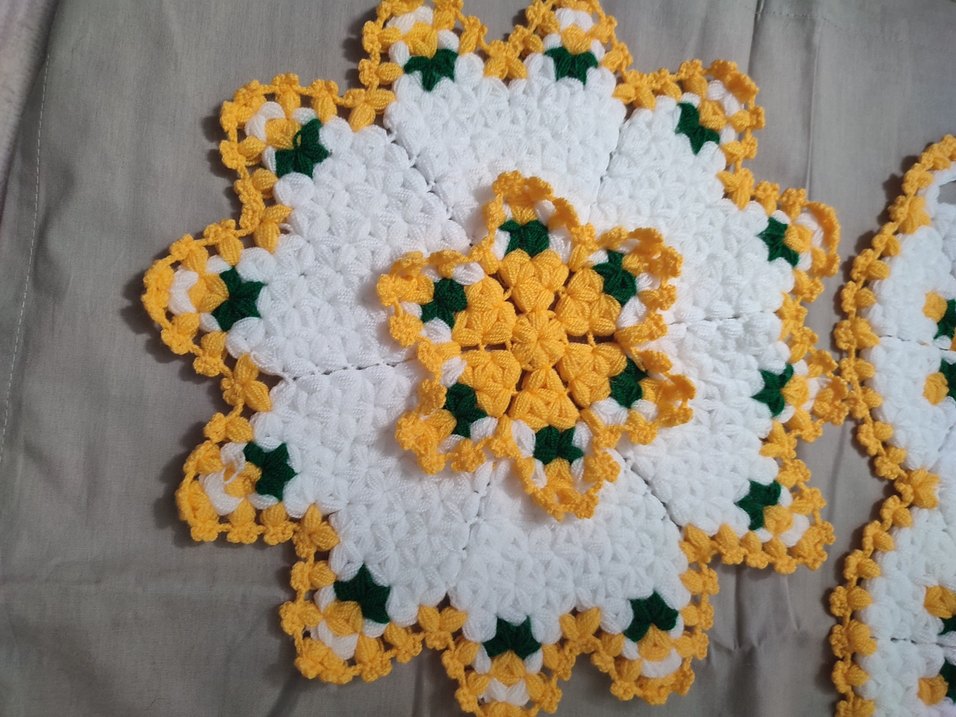 El Yapımı Sarı Beyaz Örgü Lif Seti - Görsel 2