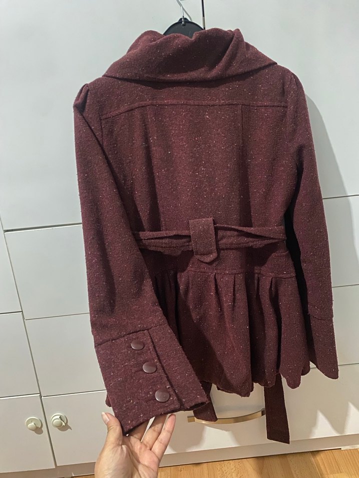 Bordo Kadın Kaban - Görsel 3