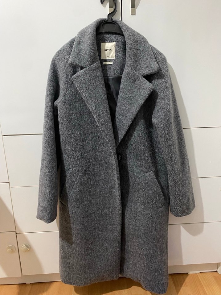 Gri Uzun Kadın Kaban - Görsel 2