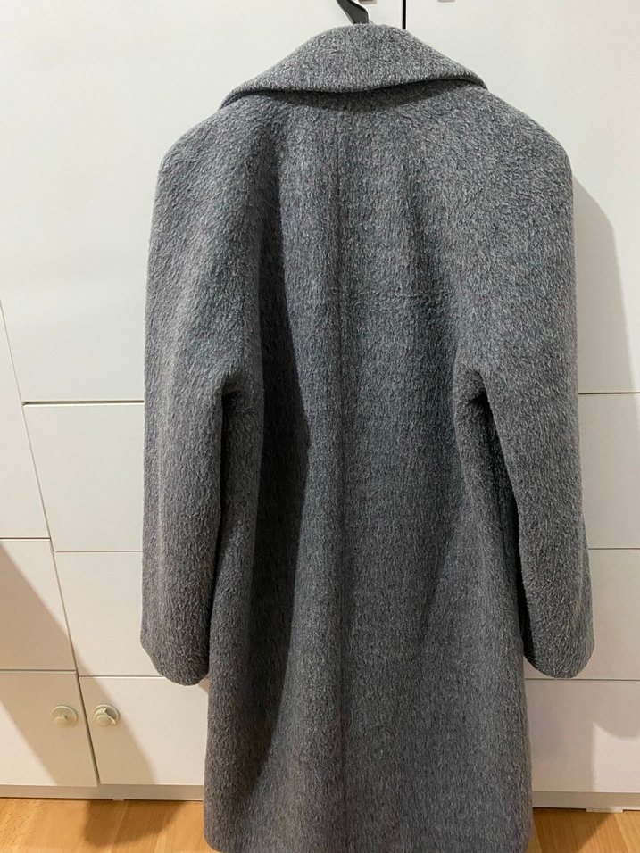 Gri Uzun Kadın Kaban - Görsel 4