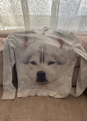 LC Waikiki Gri Kapüşonlu Kadın Sweatshirt - Peluş Detaylı