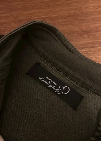 Love my body Düğmeli Haki Kadın Denim Ceket