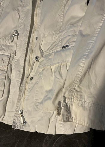 Düğmeli Beyaz Midi Kadın Ceket - Görsel 4