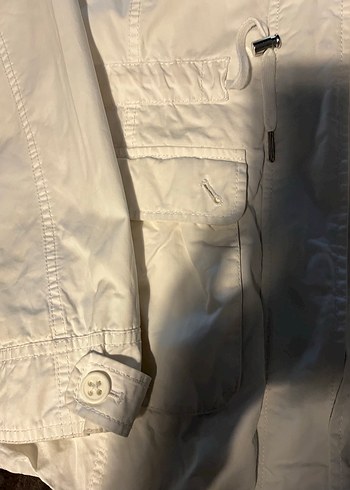 Düğmeli Beyaz Midi Kadın Ceket - Görsel 3