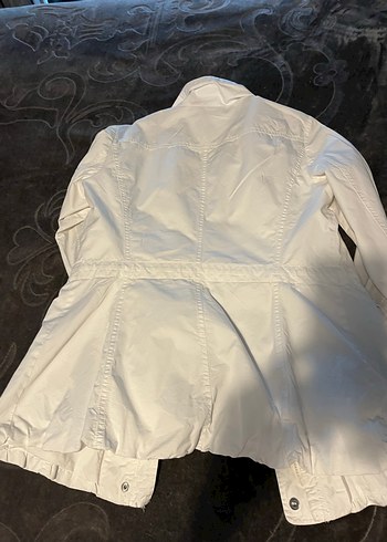 Düğmeli Beyaz Midi Kadın Ceket - Görsel 8