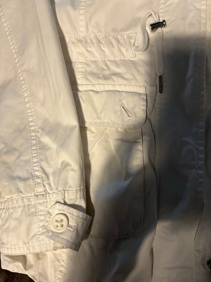 Düğmeli Beyaz Midi Kadın Ceket - Görsel 3