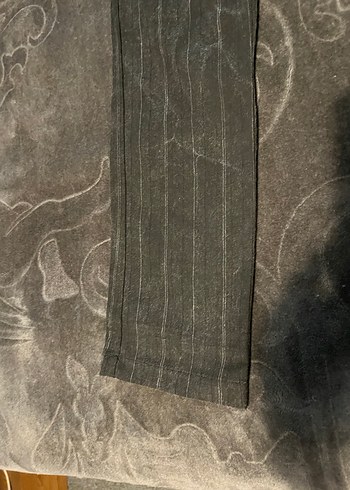 Kemerli Çizgili Gri Kadın Denim Pantolon - Görsel 2