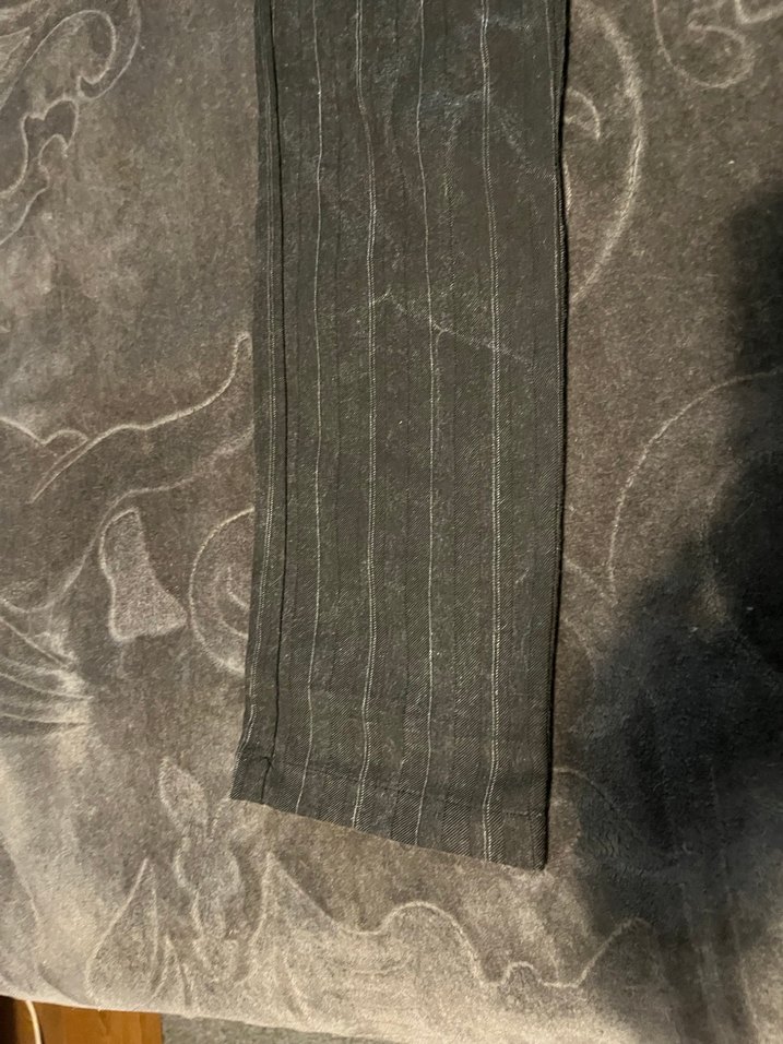 Kemerli Çizgili Gri Kadın Denim Pantolon - Görsel 2