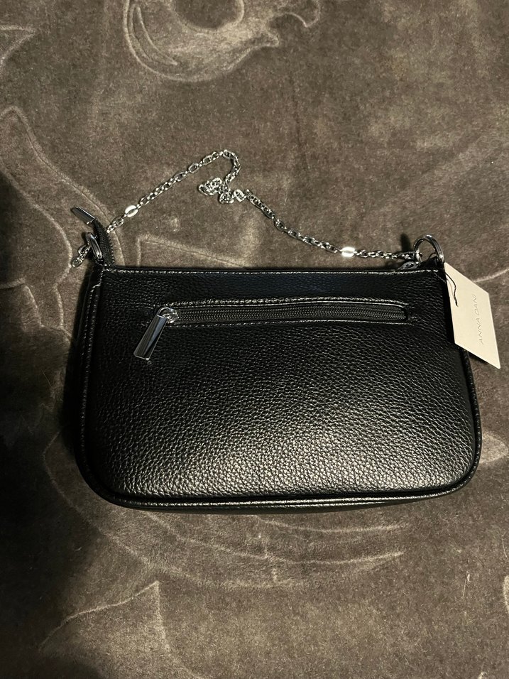 Siyah Yılan Desenli Zincir Detaylı Deri Çanta - Görsel 3