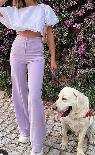 Lila boru paça pantolon