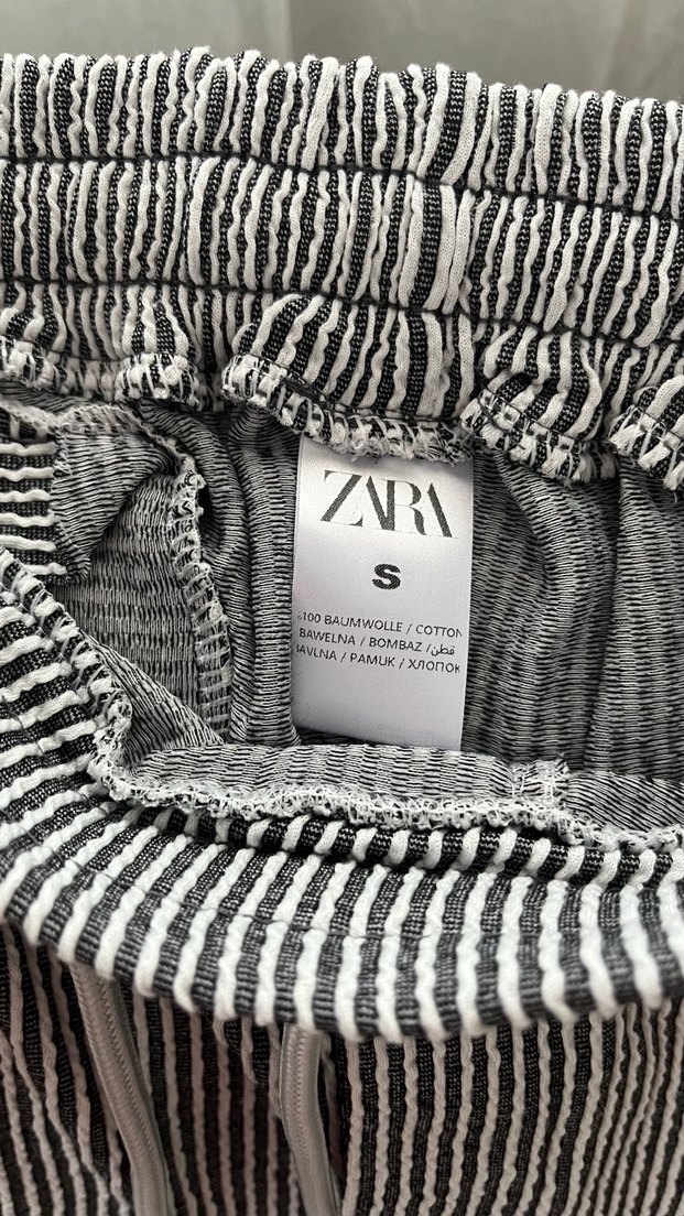 Gri çizgili beli lastikli jean - Görsel 3