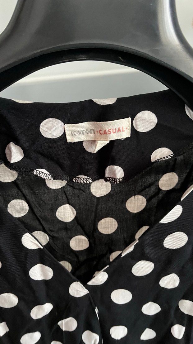 Puantiye Desenli Siyah Kadın Bluz - Görsel 2