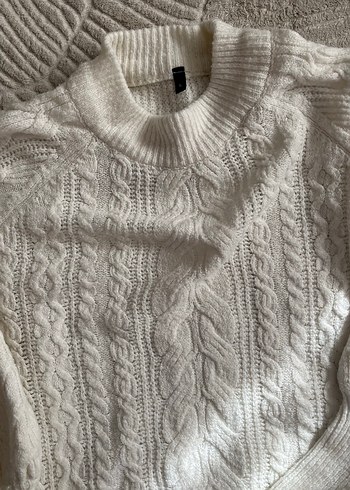 Bohem Tarzı Beyaz Örgü Kadın Kazak - Görsel 3