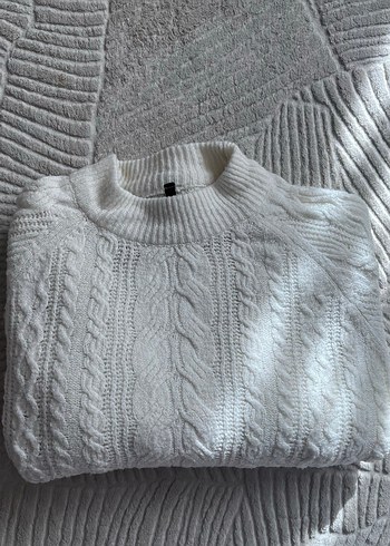 Bohem Tarzı Beyaz Örgü Kadın Kazak - Görsel 4