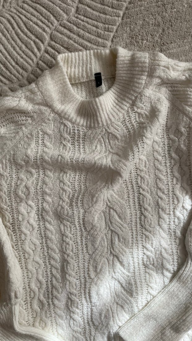 Bohem Tarzı Beyaz Örgü Kadın Kazak - Görsel 3