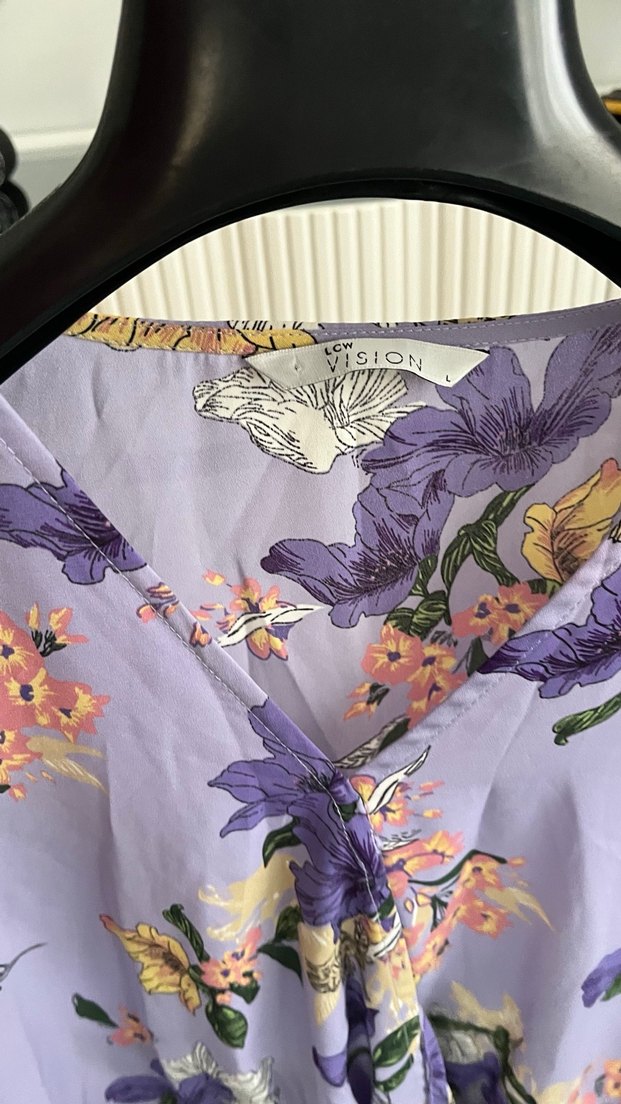 Mor Çiçek Desenli Bohem Bluz - Görsel 3