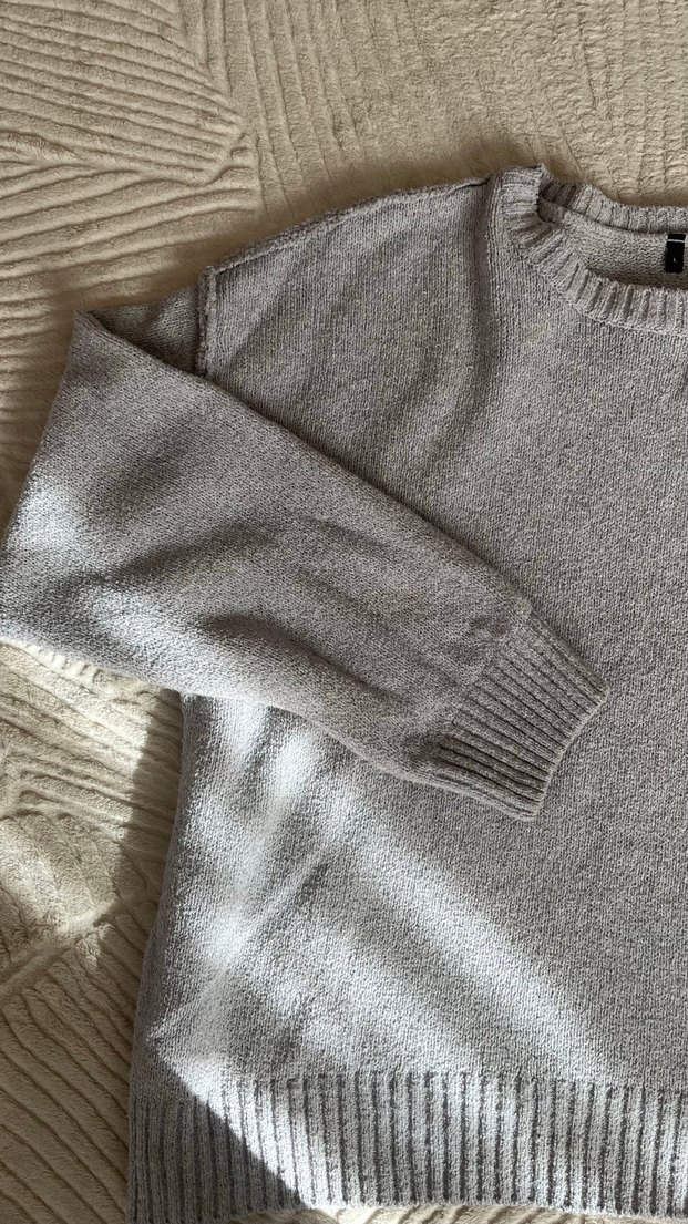 Gri Kadın Triko Kazak Uzun Kollu - Görsel 3