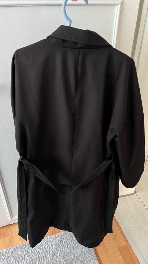 Siyah Kadın Midi Trençkot - Görsel 3