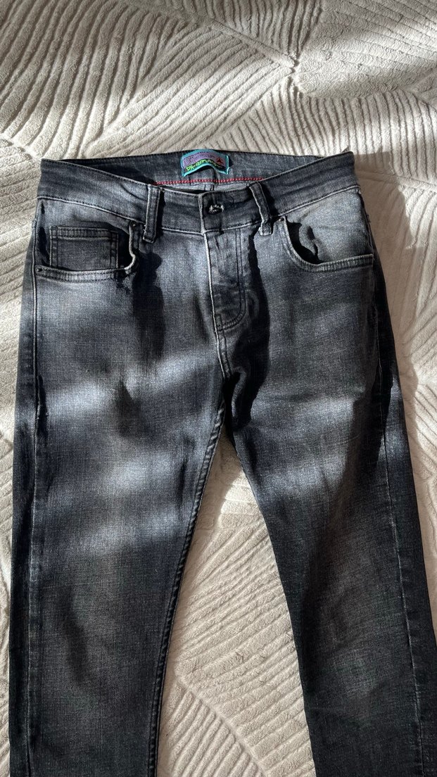 Gri Bağcıklı Erkek Denim Pantolon - Görsel 2