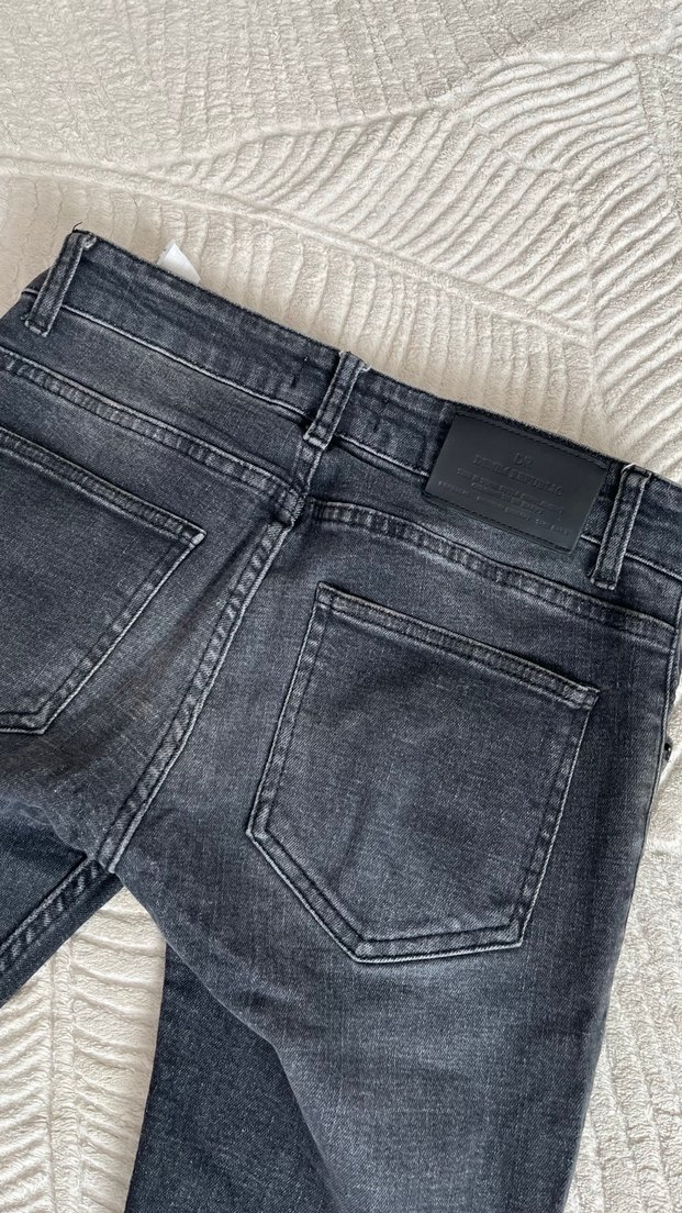 Gri Bağcıklı Erkek Denim Pantolon - Görsel 5