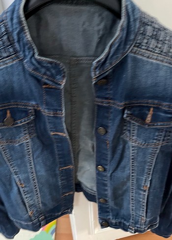 Düğmeli Kadın Mavi Denim Ceket - Görsel 4