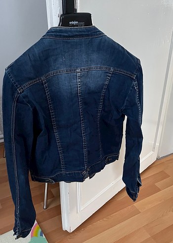 Düğmeli Kadın Mavi Denim Ceket - Görsel 5