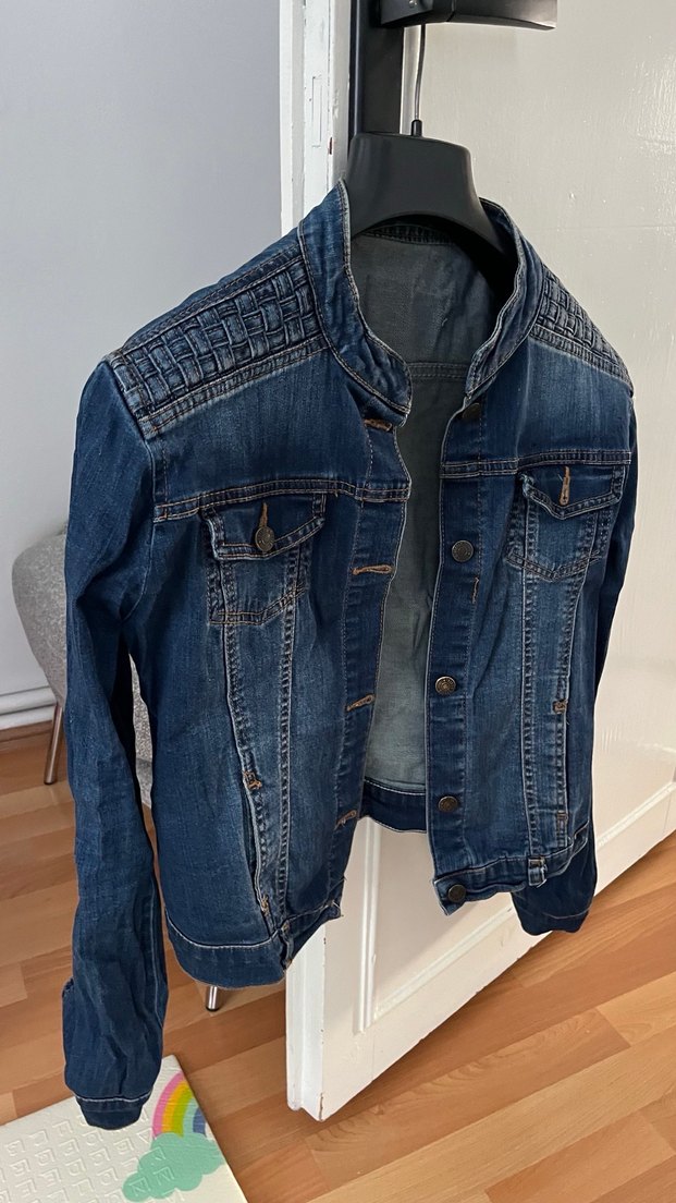 Düğmeli Kadın Mavi Denim Ceket - Görsel 2