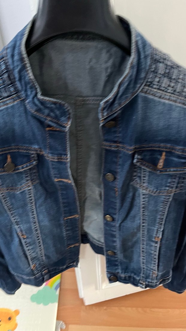 Düğmeli Kadın Mavi Denim Ceket - Görsel 4