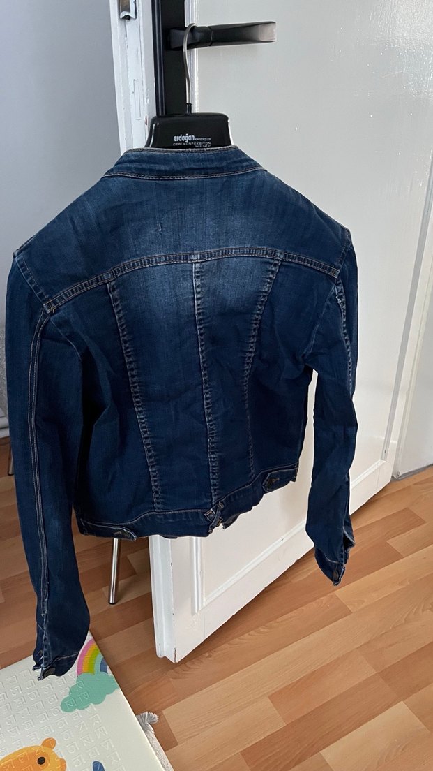 Düğmeli Kadın Mavi Denim Ceket - Görsel 5