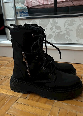 38 Beden Siyah Deri Goth Yüksek Topuklu Bot