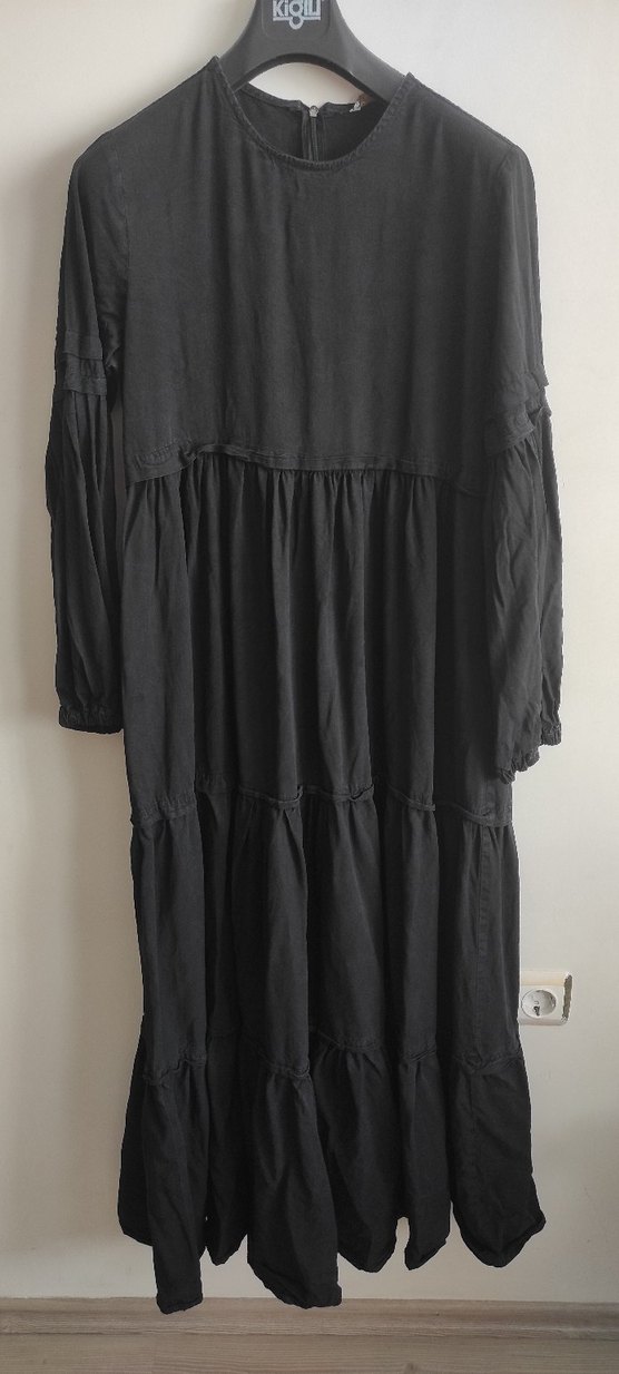 Siyah Uzun Kollu Elbise - Görsel 4