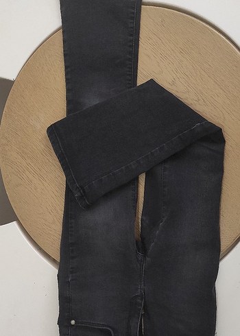 Siyah Kız Çocuk Kot Pantolon Bel Tokalı - Görsel 4