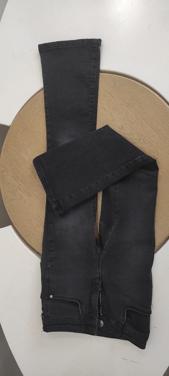 Siyah Kız Çocuk Kot Pantolon Bel Tokalı - Görsel 4